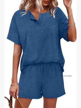 Lightweight Polyester Blend Short Set with Pockets, Size XXL